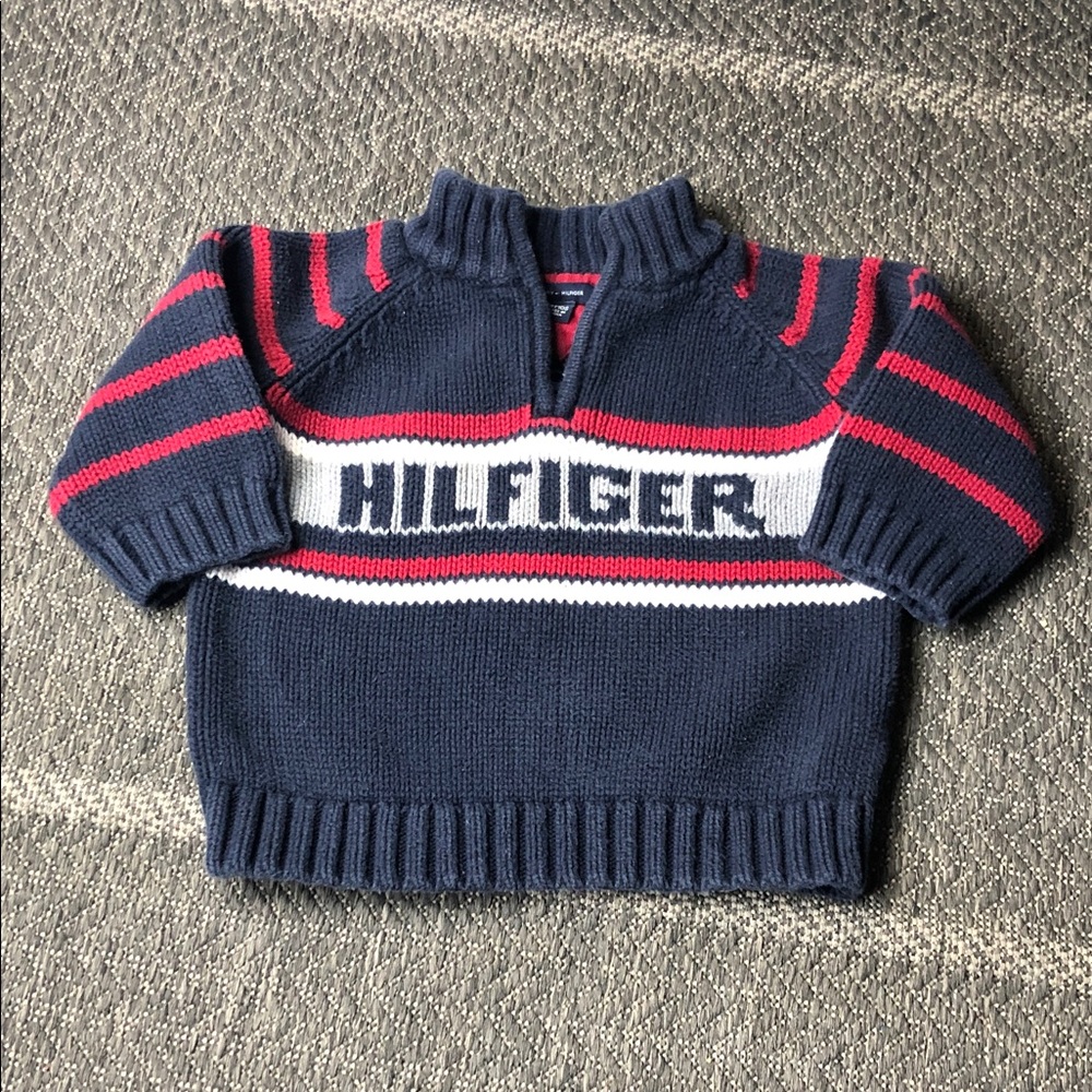 Tommy Hilfiger Navy, Red & White Logo Pullover